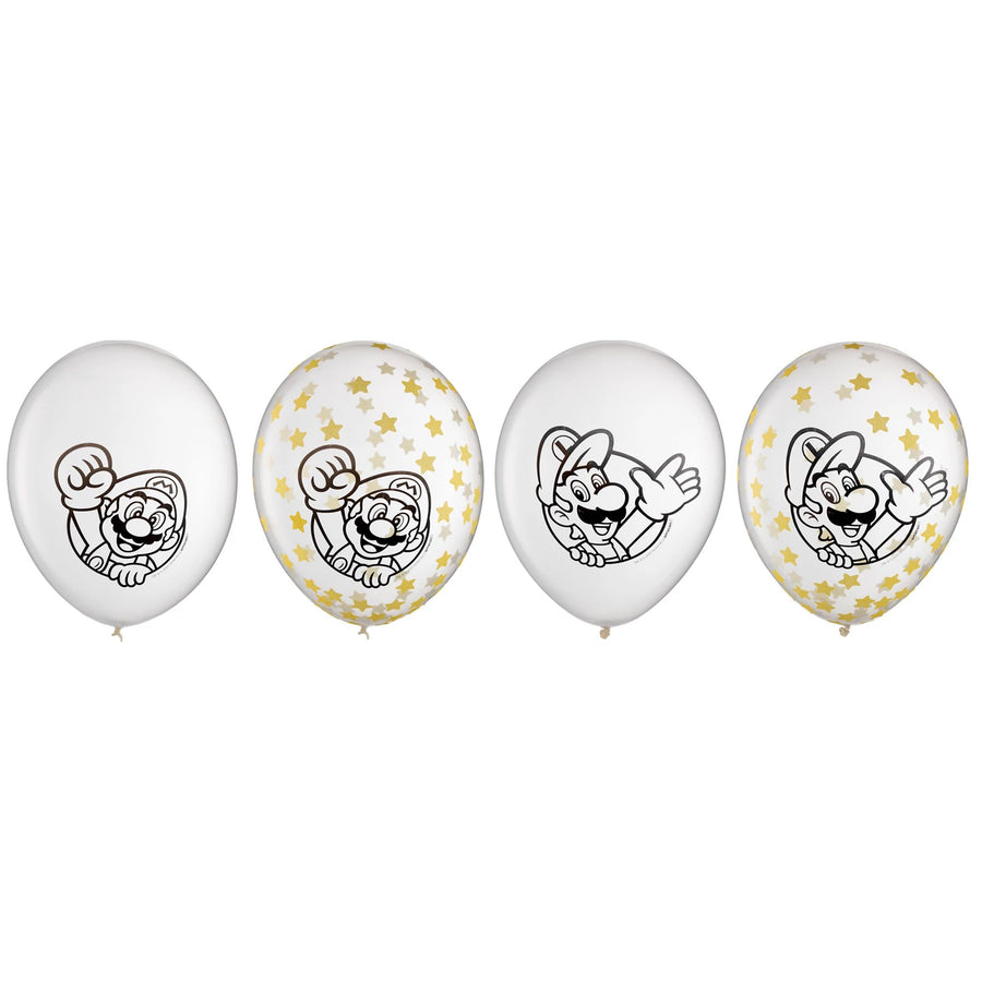 Nintendo Super Mario Confetti Latex Balloons - 6 Pack