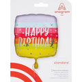 Anagram "Happy Birthday" Rainbow Square Foil Balloon