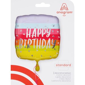 Anagram "Happy Birthday" Rainbow Square Foil Balloon