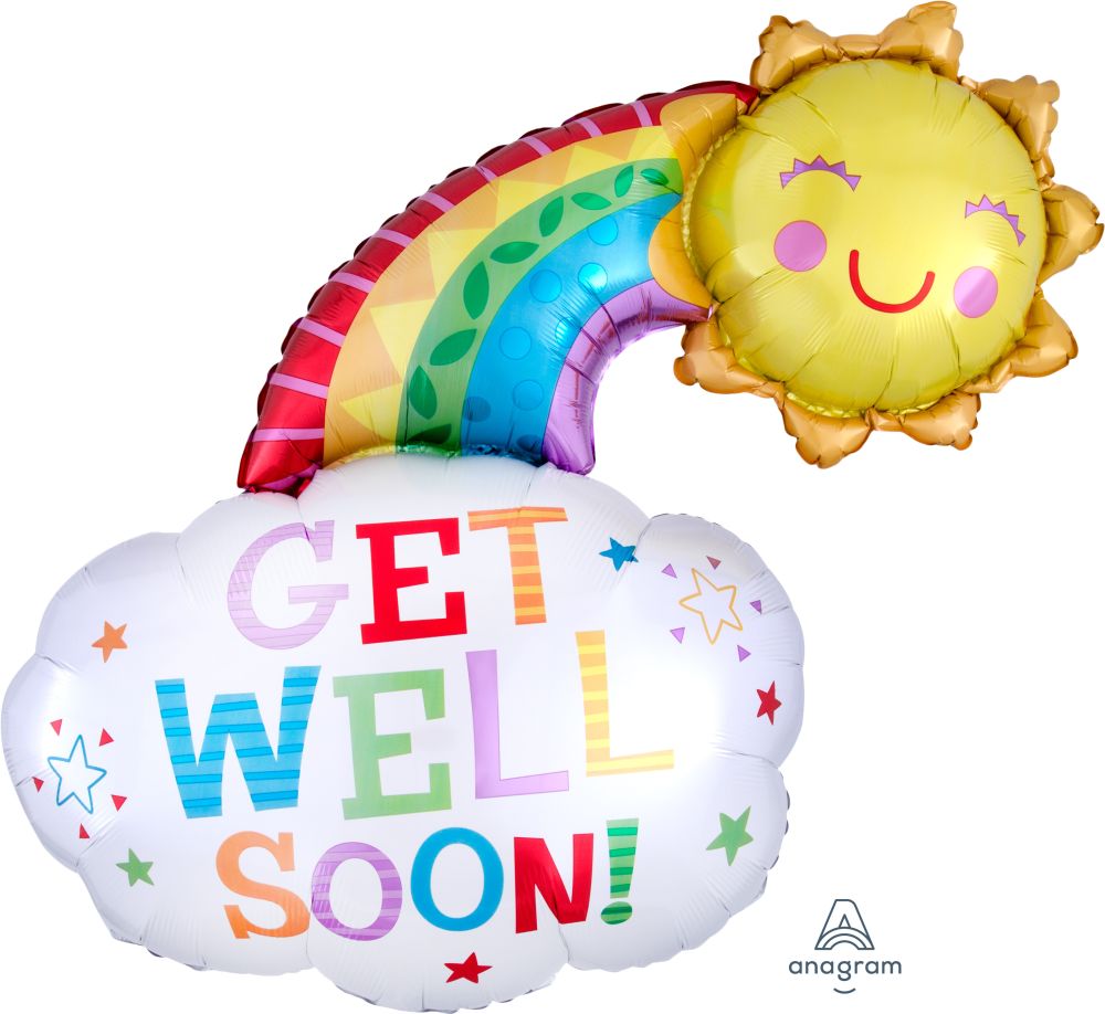 SuperShape Get Well Happy Rainbow Balloon 30"