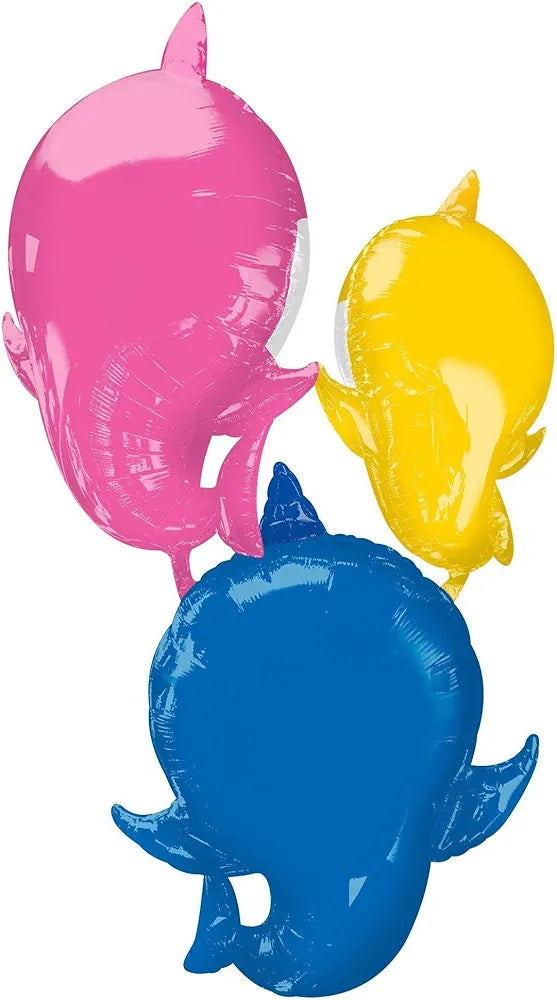 Baby Shark Foil Balloon Trio - Pink, Yellow, Blue