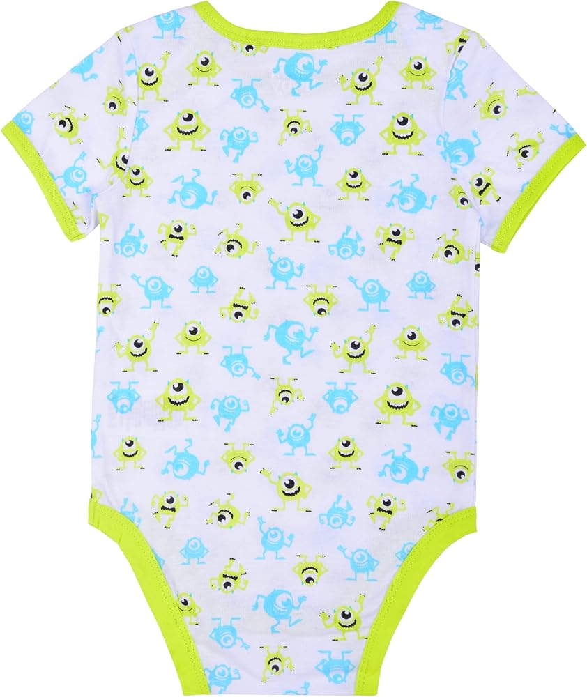 Disney Blue & Lime Monsters, Inc. 3-Piece Bodysuit Set