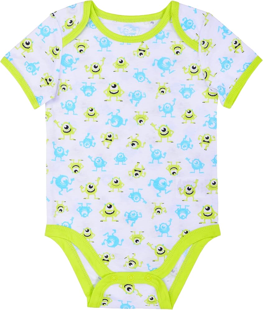 Disney Blue & Lime Monsters, Inc. 3-Piece Bodysuit Set