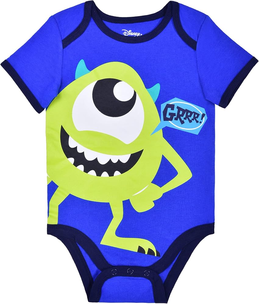 Disney Blue & Lime Monsters, Inc. 3-Piece Bodysuit Set