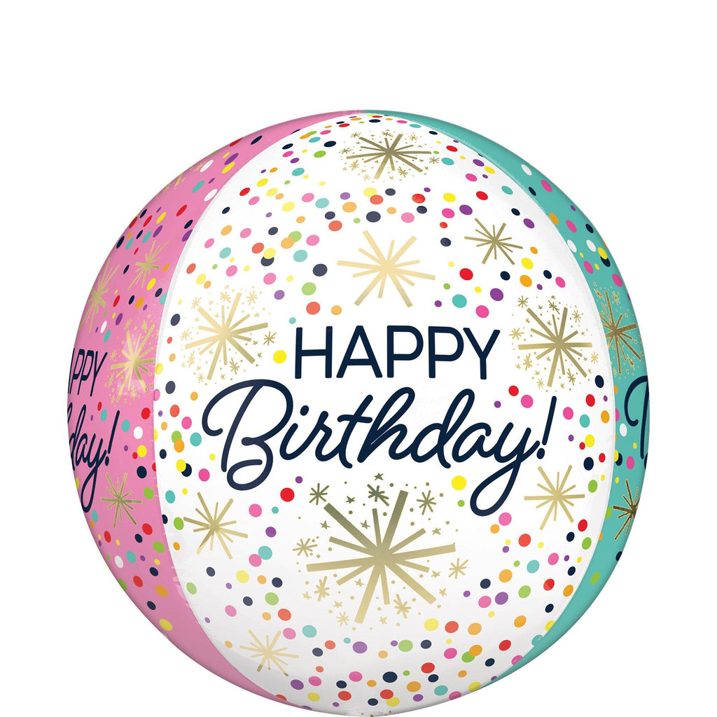 Amscan Birthday Foil Balloon, Circle, 16", Orbz Confetti Sprinkle