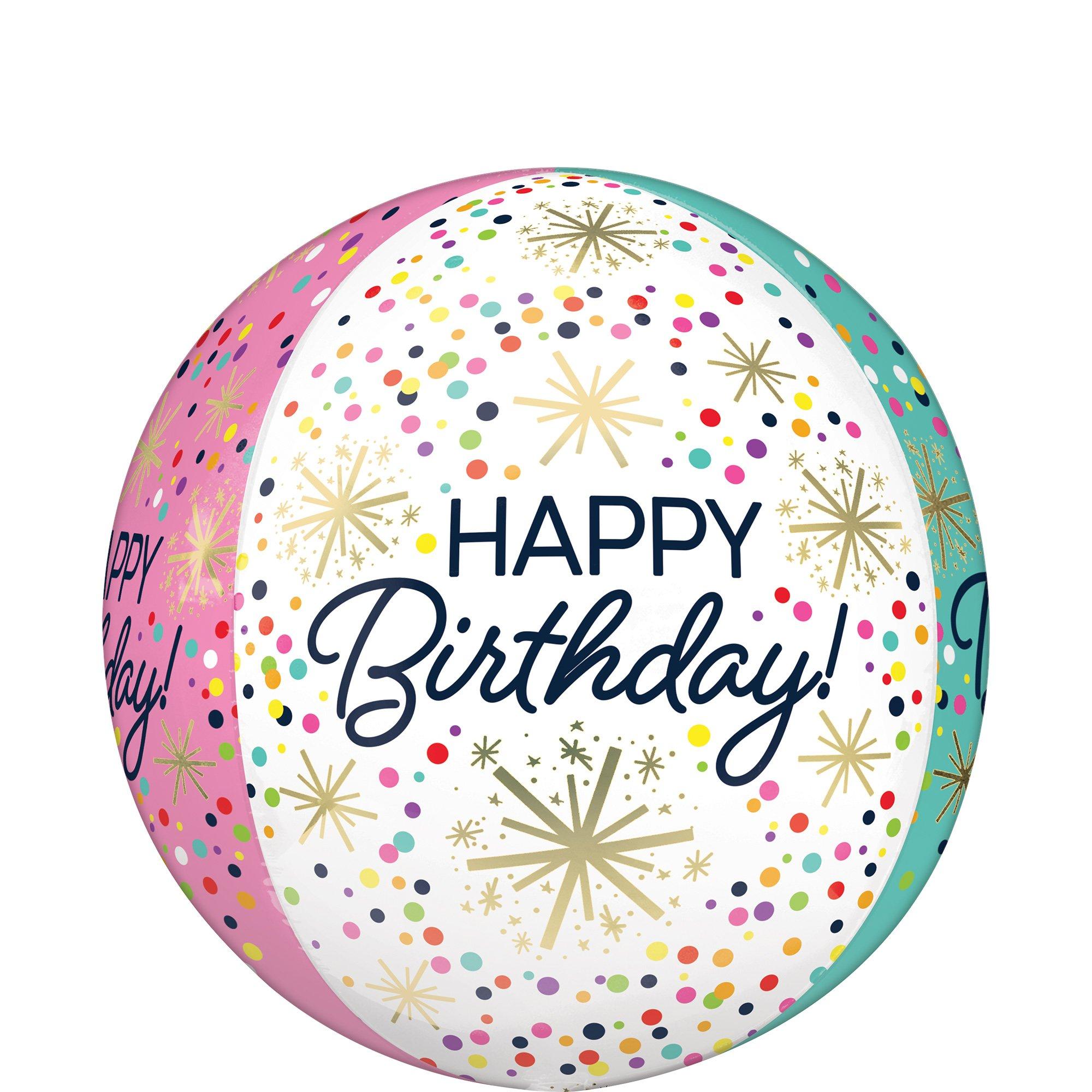 Amscan Birthday Foil Balloon, Circle, 16", Orbz Confetti Sprinkle