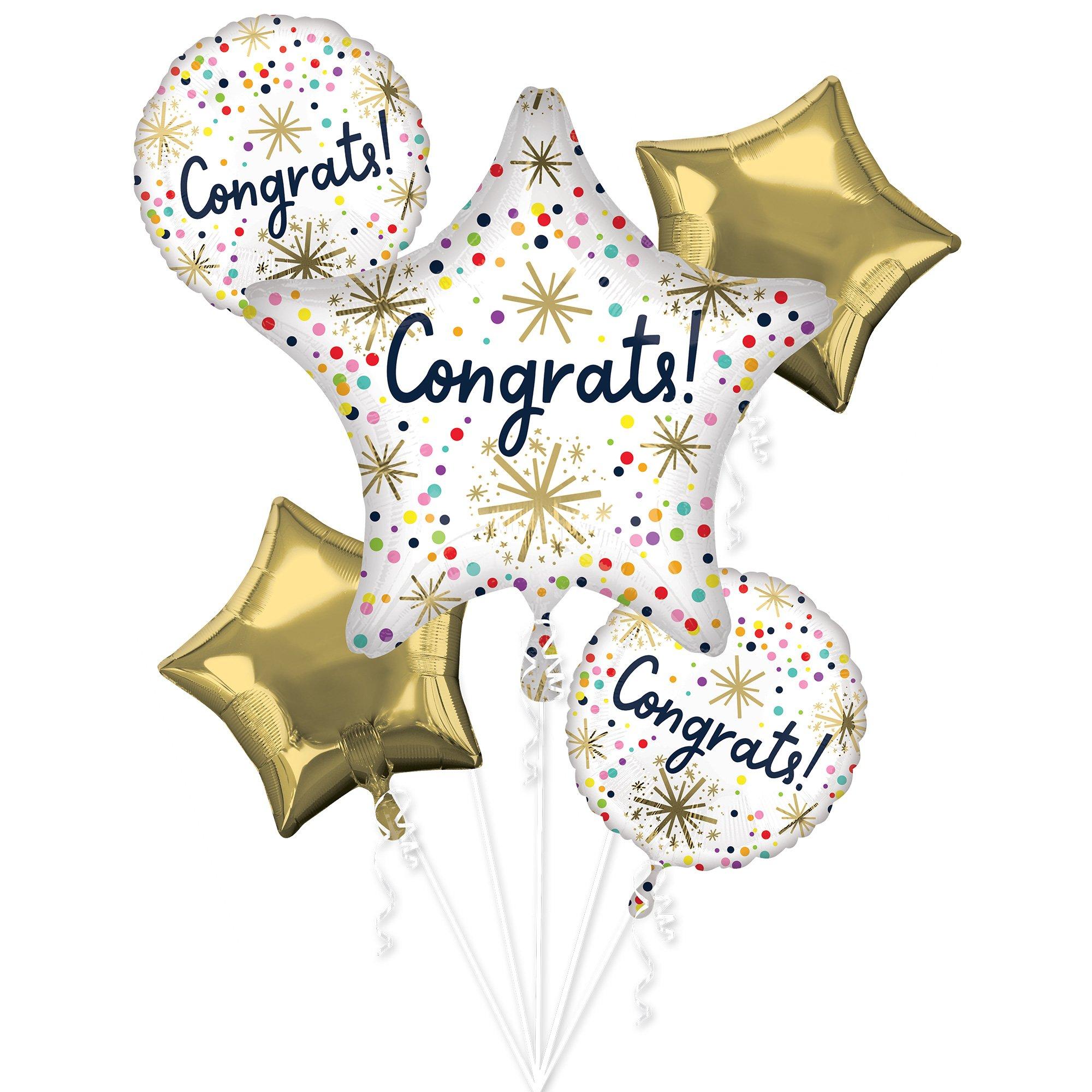 Confetti Sprinkle Congrats 5-Piece Foil Balloon Bouquet