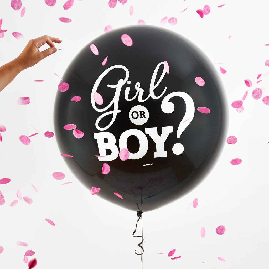 It's a Girl Gender Reveal Balloon with Pink Confetti, 24in