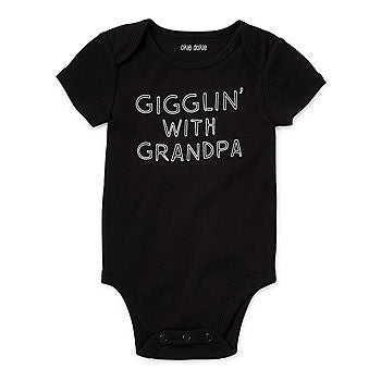 Child of mine Black 'Gigglin' With Grandpa' Short-Sleeve One-Piece