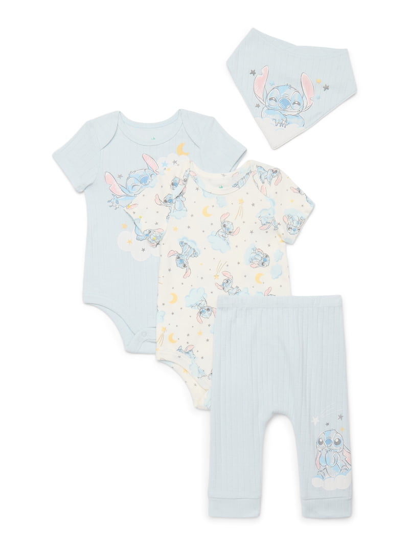 Disney Baby Wishes and Dreams Character Baby Layette Newborn Essentials Gift Set, 4-Piece