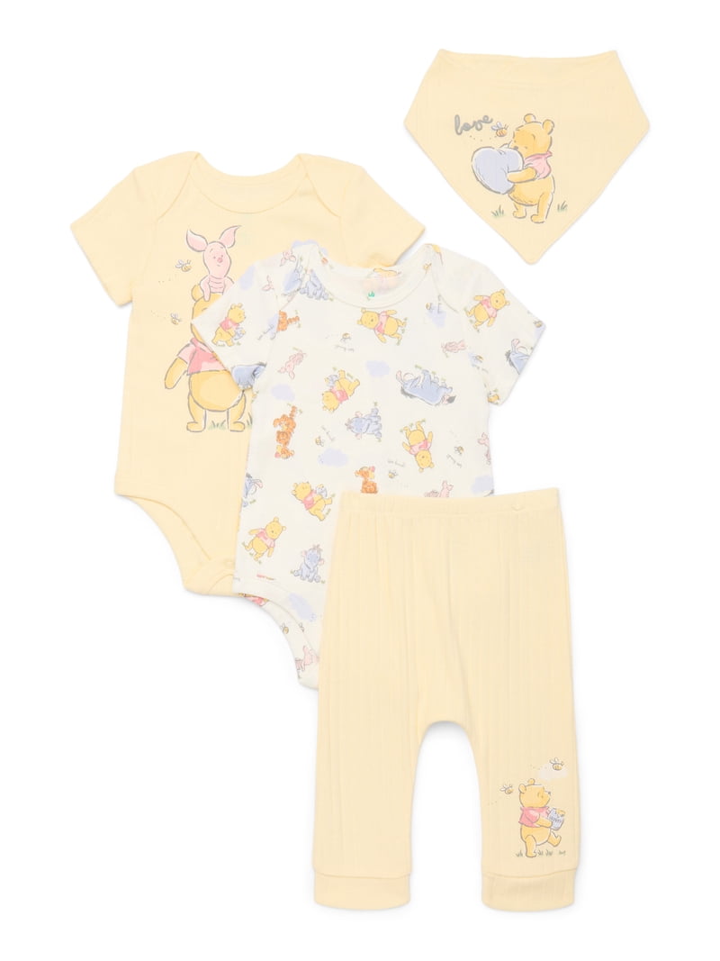 Disney Baby Wishes and Dreams Character Baby Layette Newborn Essentials Gift Set, 4-Piece