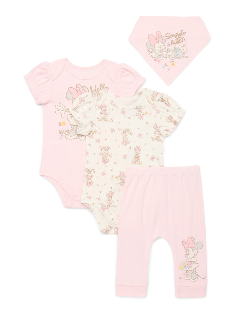 Disney Baby Wishes and Dreams Character Baby Layette Newborn Essentials Gift Set, 4-Piece