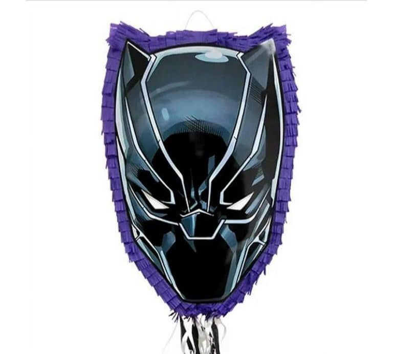 Black Panther Themed Purple Fringe Party Pinata - Black