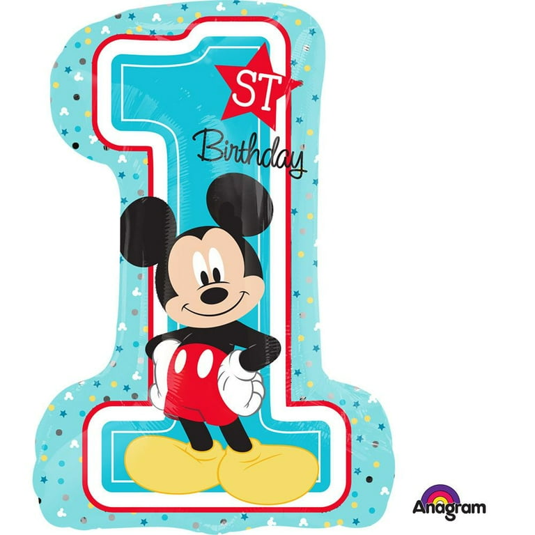 Mickey Mouse 1st Birthday Blue Number 1 Foil Balloon