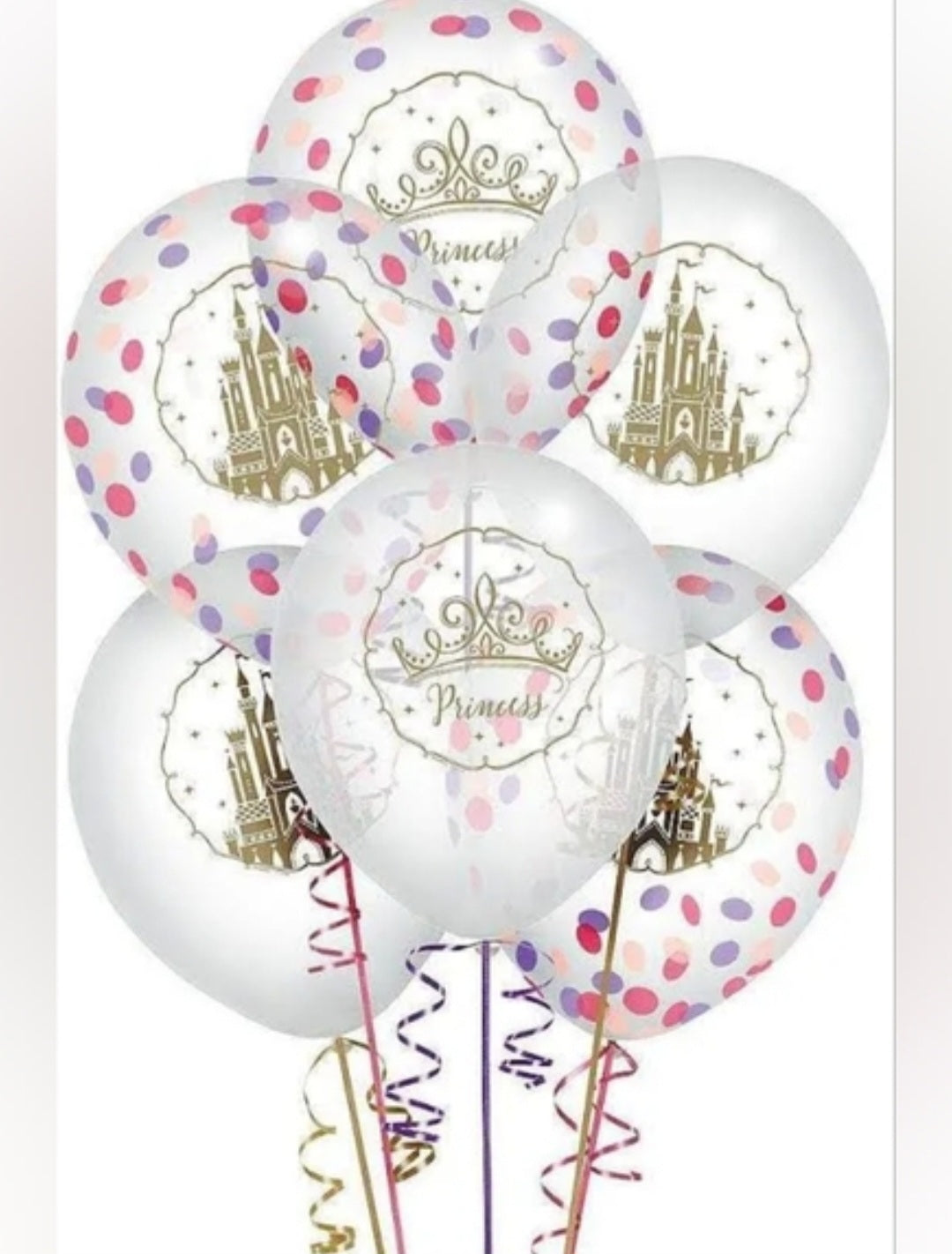 Princess Castle Party Balloons - White and Gold