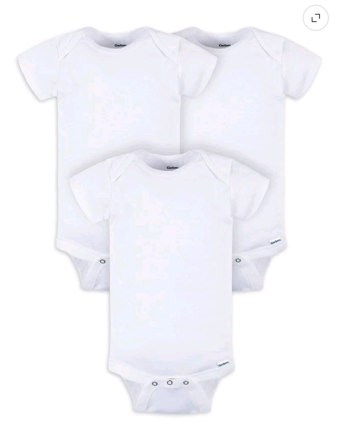 Gerber Baby Boy or Girl Unisex White Short Sleeve Cotton Bodysuit, 3-Pack