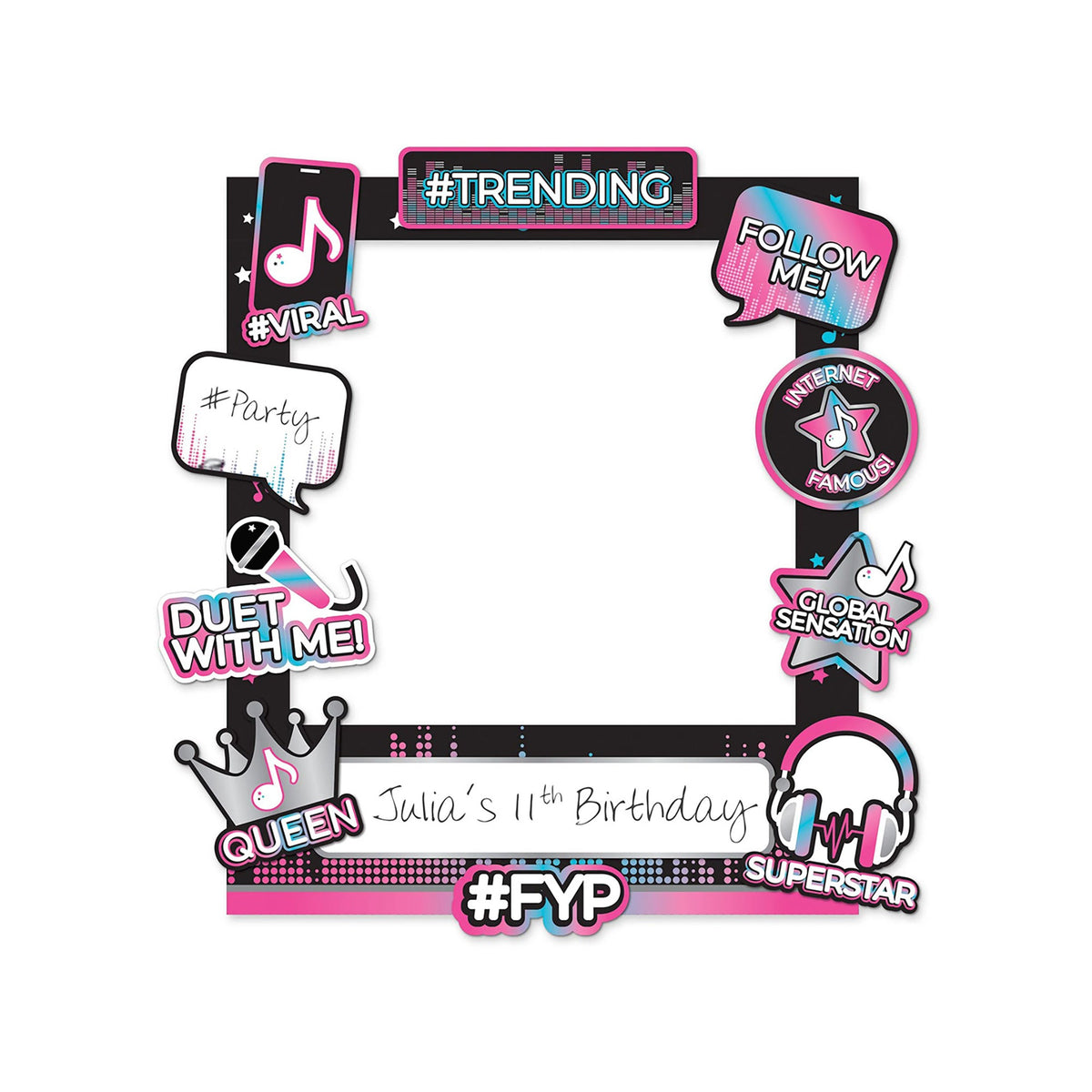Imternet famous Photo Frame Party Prop - Pink & Teal