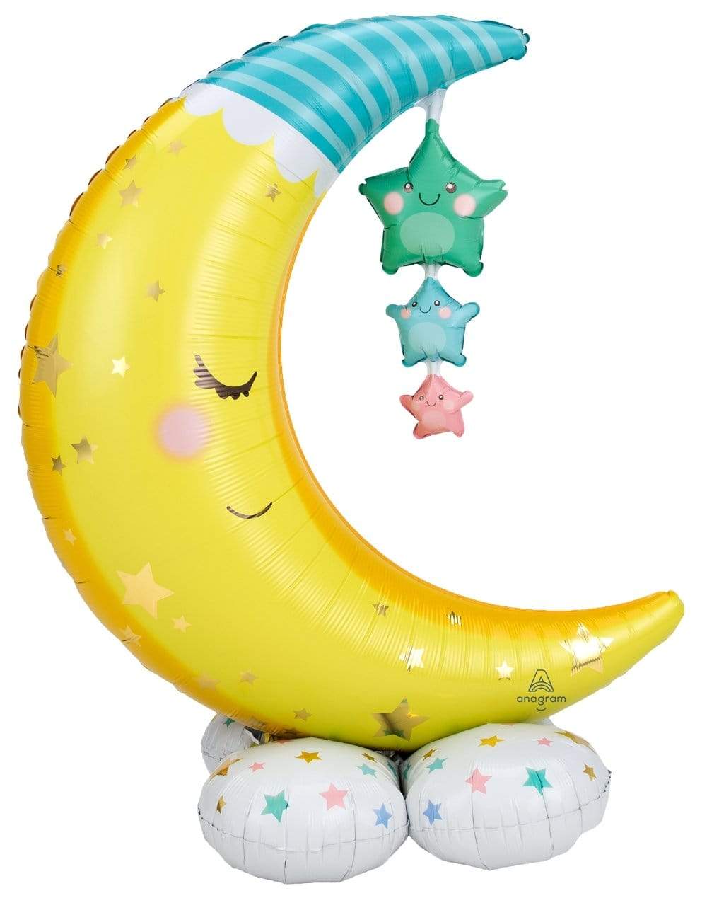 Crescent Moon Foil Balloon with Hanging Stars