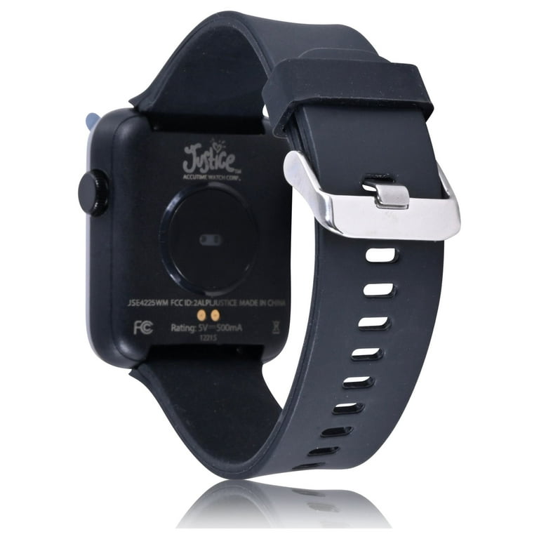Justice Unisex Tween Smart Watch with Silicone Strap with Perforated Band in Black