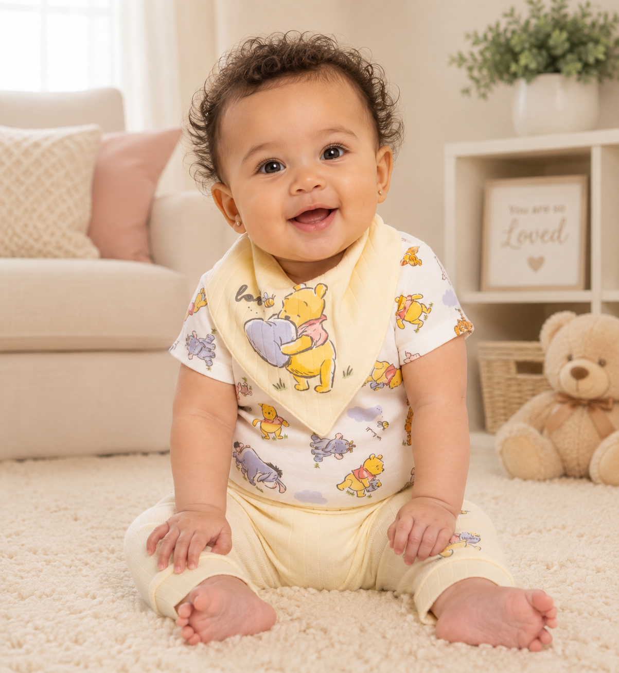 Disney Baby Wishes and Dreams Character Baby Layette Newborn Essentials Gift Set, 4-Piece
