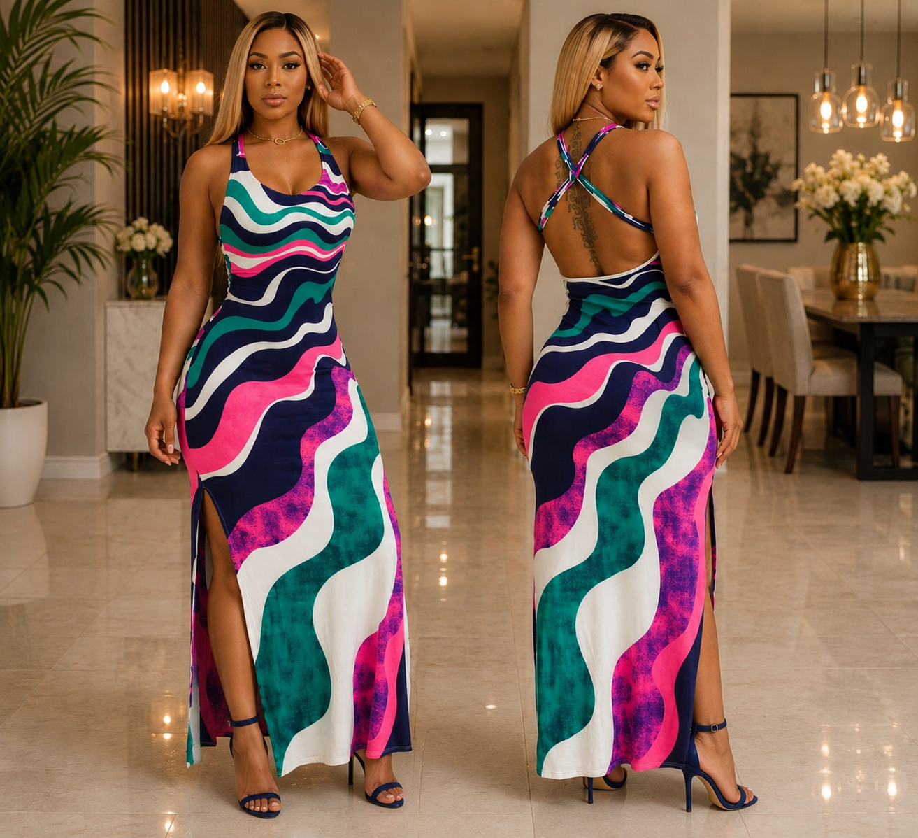 Kandi Maxi Dress-Fuschia