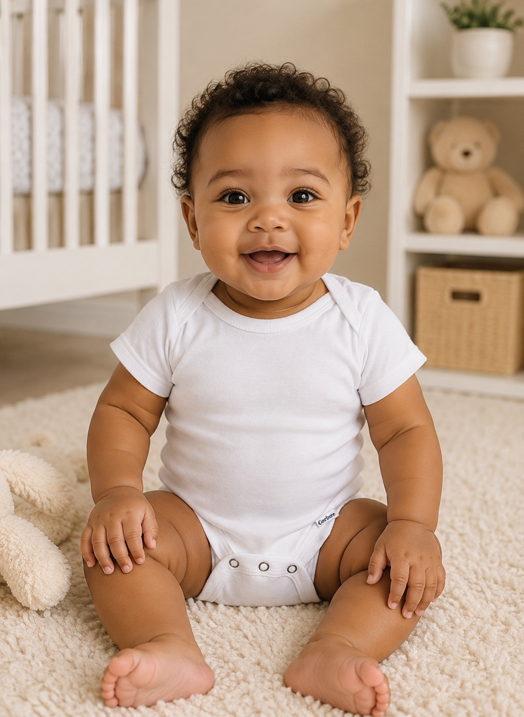 Gerber Baby Boy or Girl Unisex White Short Sleeve Cotton Bodysuit, 3-Pack