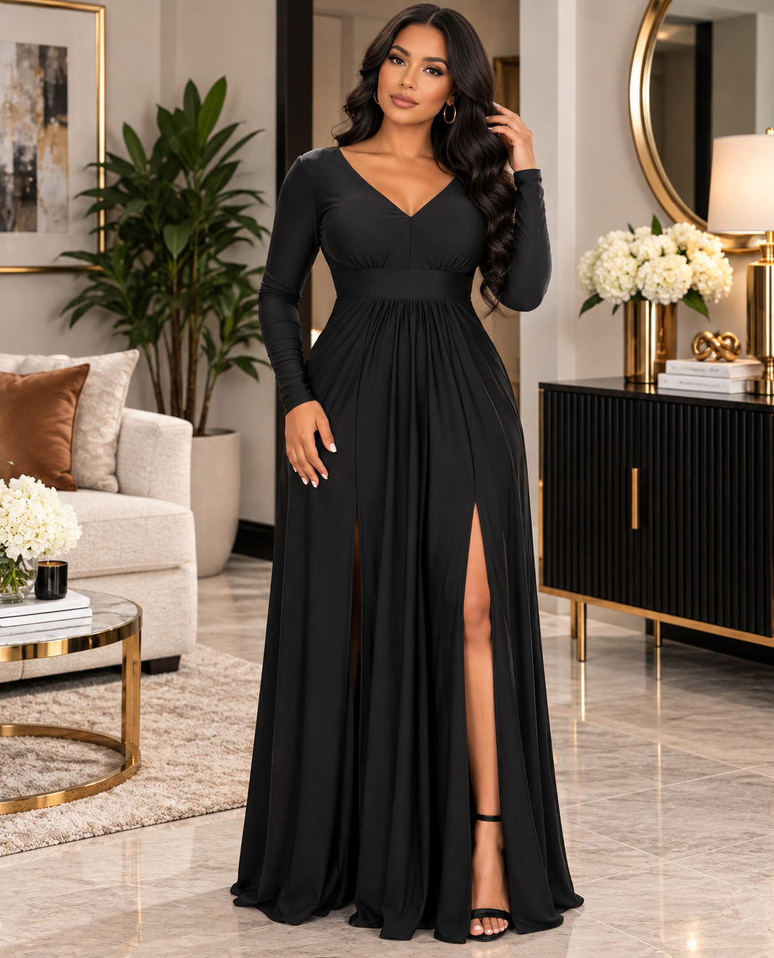 Dewi Elegant Maxi Dress with Side Slit