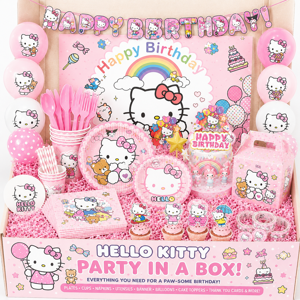 Hello Kitty Pink Rainbow Birthday Party Box!