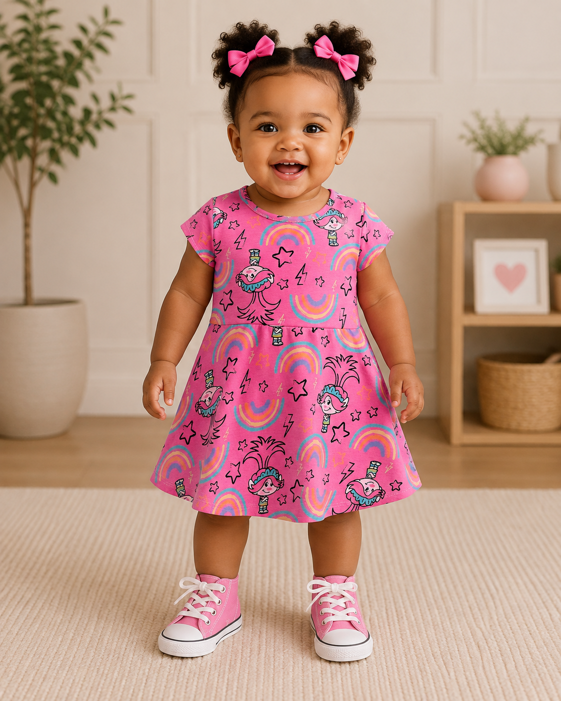 Troll toddler print skater dress