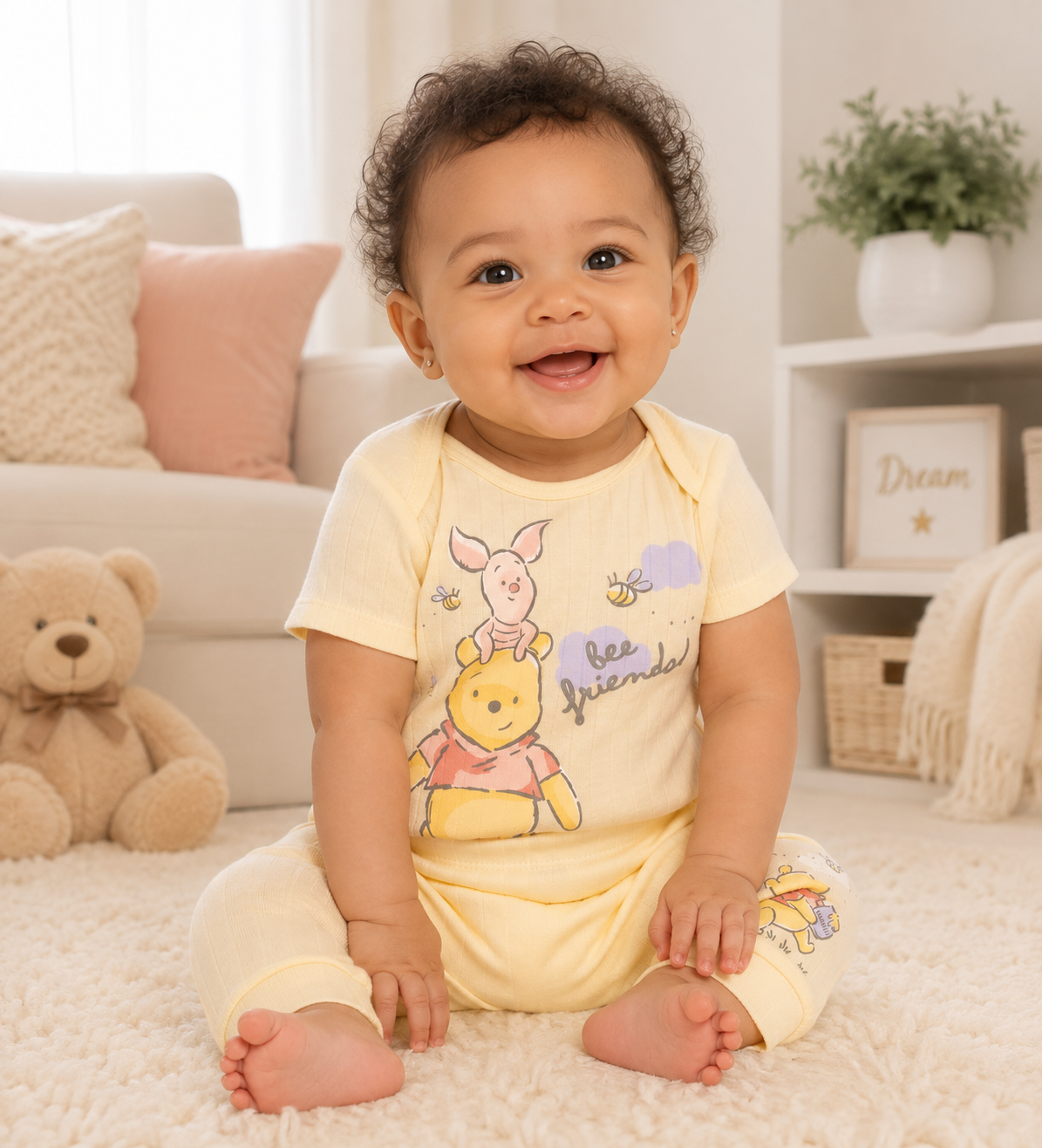 Disney Baby Wishes and Dreams Character Baby Layette Newborn Essentials Gift Set, 4-Piece