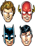 DC Justice League Batman/Superman/Flash/Aquaman Paper Masks, Multi-Coloured.