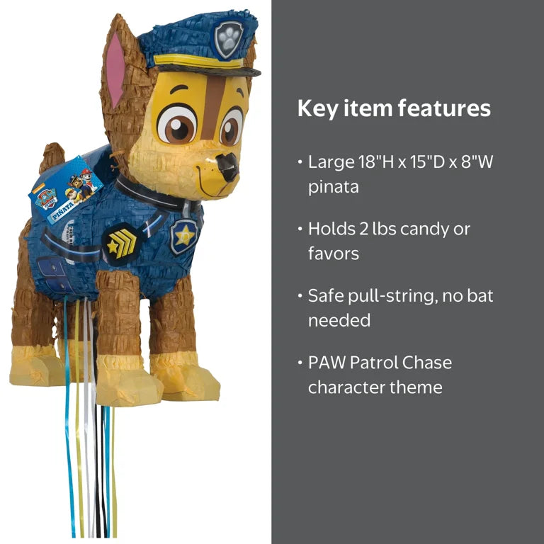 Chase PAW Patrol Pinata, Pull String, 15 x 18in