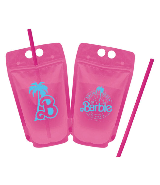 Barbie Dream Party Reusable Drink Pouches, Pink, 8-Pack