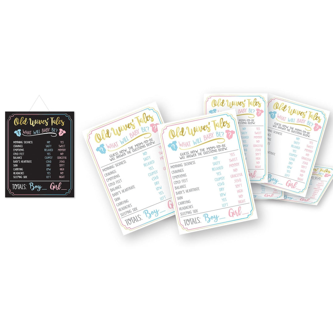 Amscan  Old Wives Tale Game, Blue/Pink, 25-pk, for Gender Reveal