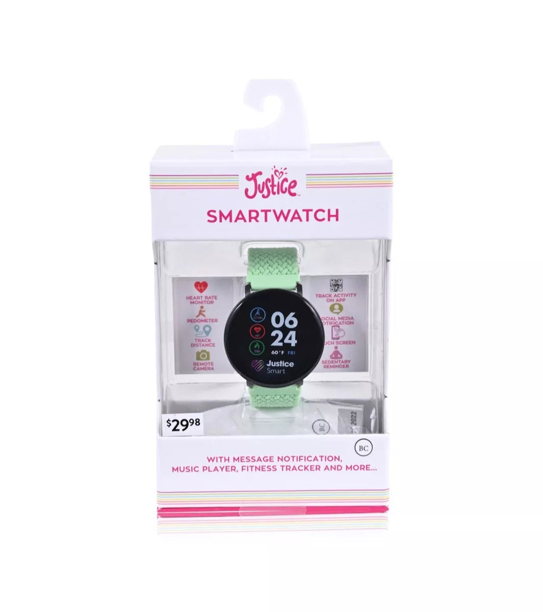 Justice Woven Strap Smart Watch - Mint